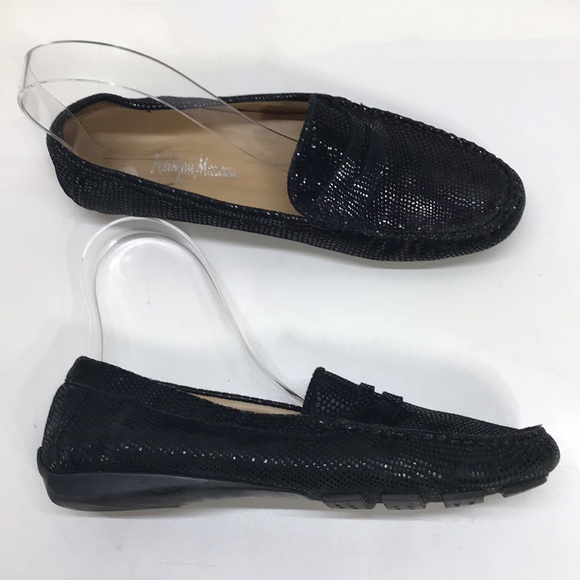 Neiman Marcus Black Leather Penny Loafer Driving Shoes